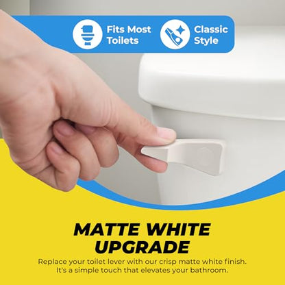 Qualihome Toilet Tank Flush Lever Replacement for American Standard (28 Degree Angle Arm, White) - style: 28 Degree Angle Arm, White