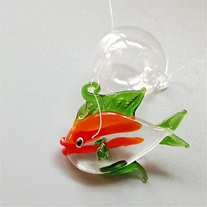 Color Bubble Fish Miniature Hand Blown Tropical Fish Figurine Art Glass Sea Animals,Set of 6 for Small and Medium Fish Tanks (B)