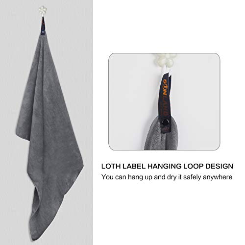 SUNLAND Microfiber Gym Bath Towels for Men Women 24x48In - color: Grey X 2