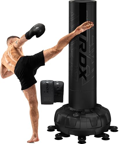 RDX XXL 330LBS Freestanding Punching Bag with Cover & Gloves – 72” Adult Heavy Pedestal Punch Bag Set - 17 Suction Cup 8 Extended Legs Stand Base - Kick Boxing MMA Home Gym Fitness - color: Black