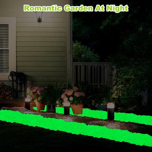 2000pcs 5-8mm Green Glow Stones for Outdoors Bulk Outdoor Garden Glow Pebbles Aquarium Luminous Stone for Walkways Driveway Yard Plant Pots - size: 2000, style: Green