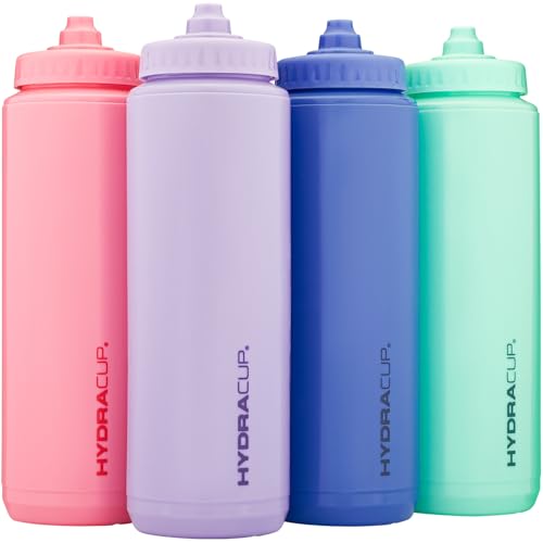 Hydra Cup -4 Pack- 32oz Squeeze Water Bottles for Women, Spin Class Squirt