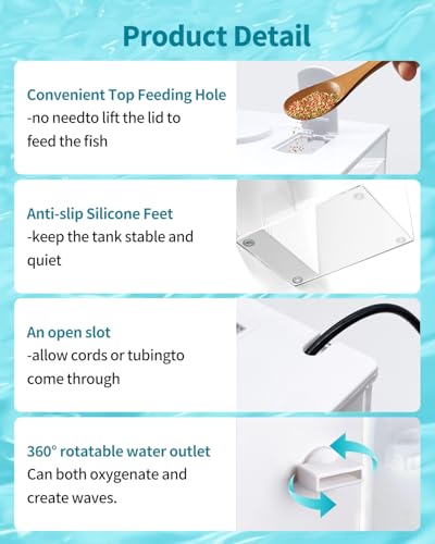 Fish Tank Betta Starter Kit 1 Gallon Desktop Small Aquarium Kit with LED Light and Filter Media & Water Pump– Compact Aquarium for Betta Fish, Small Fish, Shrimp, or Plants