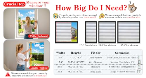 Window Film Window Privacy Film, Anti UV Removable Frosted Privacy Film, Static Cling Glass Film No Glue Window Sticker for Bathroom Bedroom Office (17.4 x 78.7 inch)，Blinds Pattern