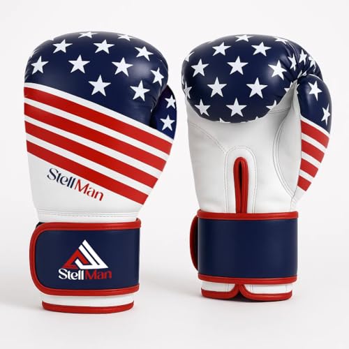 Boxing Gloves for Men & Women – Premium Synthetic Leather USA Flag Training Gloves for Boxing, Kickboxing, Muay Thai, MMA, Sparring & Heavy Bag Workout