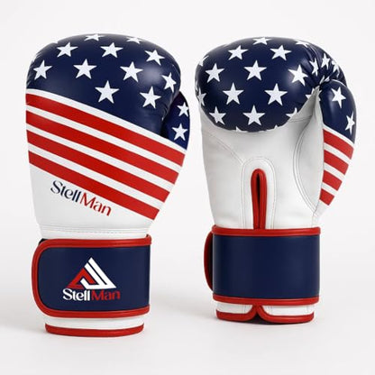 Boxing Gloves for Men & Women – Premium Synthetic Leather USA Flag Training Gloves for Boxing, Kickboxing, Muay Thai, MMA, Sparring & Heavy Bag Workout