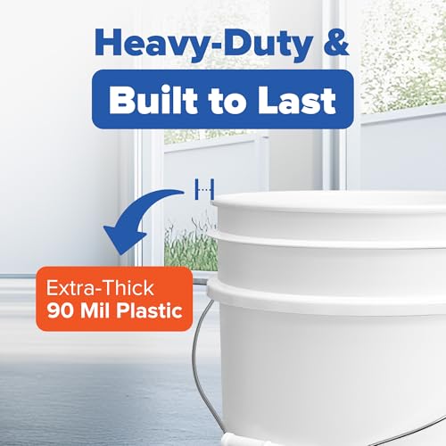 5 Gallon Bucket - Food Grade Bucket with Airtight Gasketed Tear Strip Lid, BPA-Free, Heavy-Duty 90 Mil HDPE Plastic Pail, Bulk Storage, Durable Container, Made in USA - White, 24 Packs - color: White, size: 24 Packs