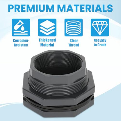 MARGAR 4“ Bulkhead Fitting for Tank, Industrial UPVC Water Tank Connector Adapter Fitting for Rain Barrels，Ponds，Pools，Aquariums