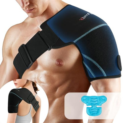 Comfytemp Shoulder Ice Pack Wrap, Rotator Cuff Shoulder Brace Cold Therapy - color: Black - 1 Gel Pack + 1 Brace