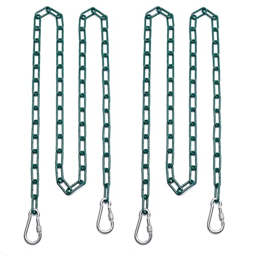 2 Swing Chains Heavy Duty (63") Fully Plastic Coated with 4 Free Quick Links Anti-Rust Iron Link Chains for Playground Kids Tree Swing Seat Accessories and Replacement - color: Green, size: 63inch-2Pack