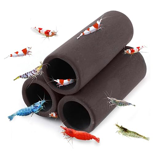 SunGrow Isopod & Shrimp Ceramic Shelters, 2.8 x 1.8 x 0.6 Inches, Small Reptile & Lizard Hiding Cave Connected Tubes, Aquarium Decor