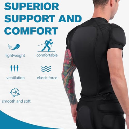Men's Snowboard Protective Padded Shirt for Back Spine Shoulder Chest Protector Ski lmpact Shirt - size: Small