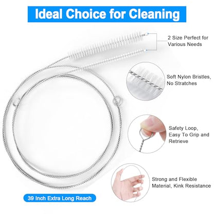 40 Inches Extra Long Straw Cleaner Brush - Long Pipe Cleaners, Long Tube Cleaning Brush for Cleaning Straw, PVC Keg Lines, Kegerator, Feeding Tube, Sunroof Drain (4PCS, White)