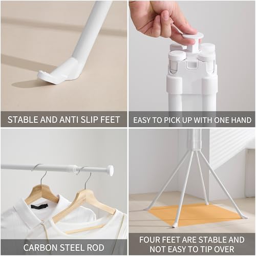 RFOUO Foldable Clothes Drying Rack with Aluminum 4 Rods 16 Clips - color: Aluminium