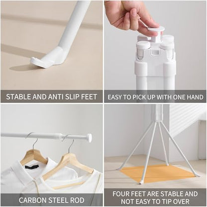 RFOUO Foldable Clothes Drying Rack with Aluminum 4 Rods 16 Clips - color: Aluminium