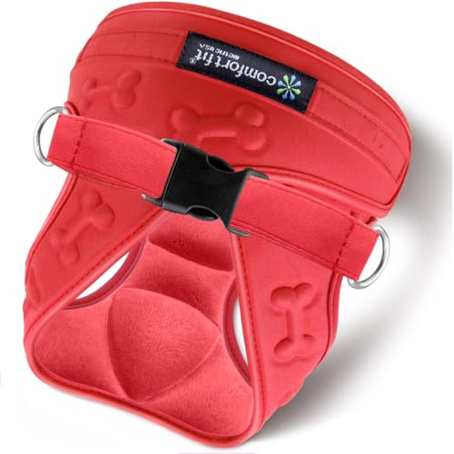 Comfort Fit Dog Harness Small Medium Sized Dogs No Pull Step in Dog Harness with Adjustable Buckles Soft Padded Easy Control Vest Harness Training Walking Running Extra Comfort Inside Velvet Plush - color: Red Plush, size: M (Chest 15" - 18")