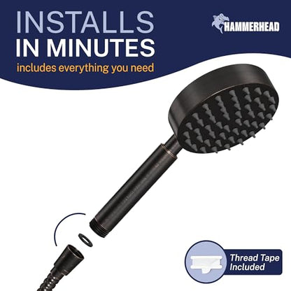 HammerHead Showers® Solid Metal Hand Held Shower Head - OIL RUBBED BRONZE - 1.75 Low Flow Shower Heads 4 Inch Spray Wand | Made from 304 Stainless Steel with Silicone Nozzles - color: Oil Rubbed Bronze, size: 1.75 GPM