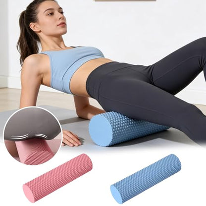 12 Inch EVA Soft Dot Foam Roller for Muscle Therapy, Yoga and Balance Exercises, High-Density Massage Roller, Foam Roller for Back, Legs for Home, Gym and Travel (Blue#M) - color: Blue#m