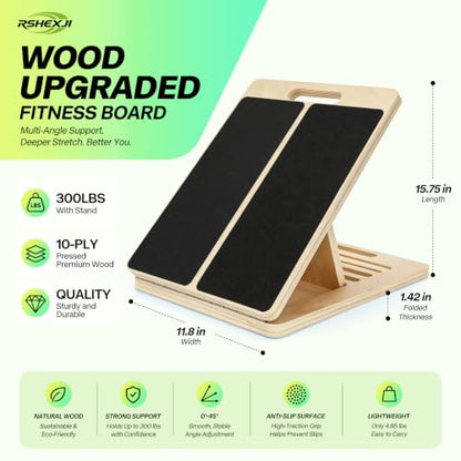 Wooden Slant Board for Calf Stretching – Adjustable Incline Board for Squats, Ankle & Achilles Stretch, Physical Therapy Foot Stretcher, Non-Slip Wedge for Knees Over Toes, Balance & Mobility Training