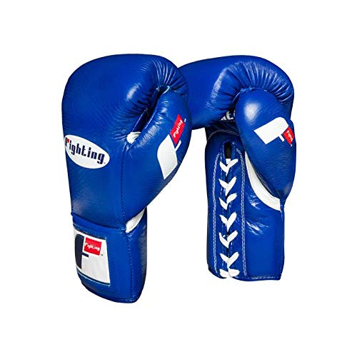 Fighting Certified Pro Fight Gloves - Lace Up Boxing Gloves for Competition, Sparring, Training & Bag Work - color: Blue, size: 8 oz