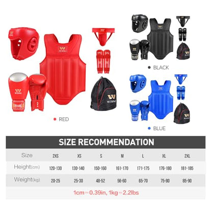 WESING Sanda Gears Set 6pcs for Men Women - color: Black, size: XX-Large