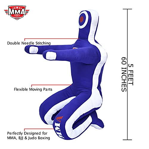 MMA Sports Brazilian JIU Jitsu Grappling Submission Throwing Dummy Punching Heavy Bag Kick Boxing Dummies UNFILLED - color: Blue-2, size: 5ft, style: Sitting