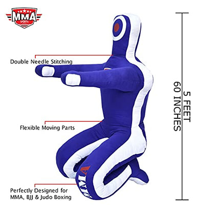 MMA Sports Brazilian JIU Jitsu Grappling Submission Throwing Dummy Punching Heavy Bag Kick Boxing Dummies UNFILLED - color: Blue-2, size: 5ft, style: Sitting