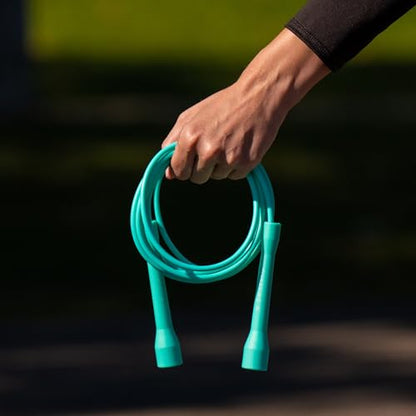 Speed Jump Rope by Dayan Kolev, 5mm PVC Skipping Rope, Great for Beginners and Advanced Athlets, Designed for Fitness, Cardio, Boxing & CrossFit, Adjustable length with Unbreakable Handles - color: Turquoise