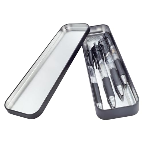 7Pcs Rectangle Metal Tins Containers with Lids Mini Storage Canister Jars Set for Home Kitchen, Office and School Supplies, 8.1" x 2.3" x 0.8" (Black)