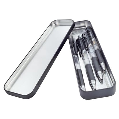 7Pcs Rectangle Metal Tins Containers with Lids Mini Storage Canister Jars Set for Home Kitchen, Office and School Supplies, 8.1" x 2.3" x 0.8" (Black)