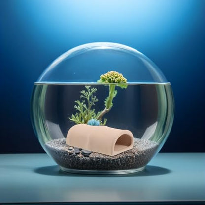 Kisangel 2pcs Aquarium Pleco Cave Decorations, D-Shaped Fish Spawning Shelter, Ceramic Cichlid Breeding Cave, Hideout Tube for Shrimp, Betta, Catfish