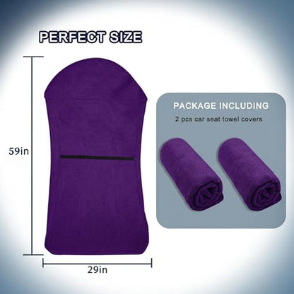 Car Seat Towel Cover, Universal Front Seat Protector for Cars, SUVs and Trucks, Sweat Towel Car Seat Cover for Gym, Yoga, Swimming, Pets and Family Travel, Profound Purple, 2 Pack - color: Profound Purple