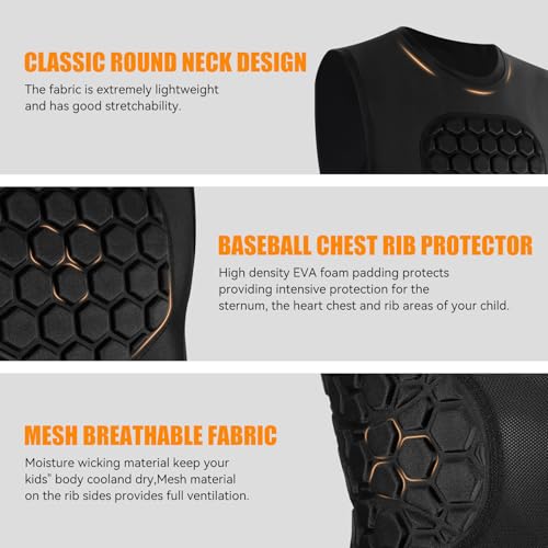 MIKOSI Baseball Chest Protector, Padded Compression Shirt for T Ball