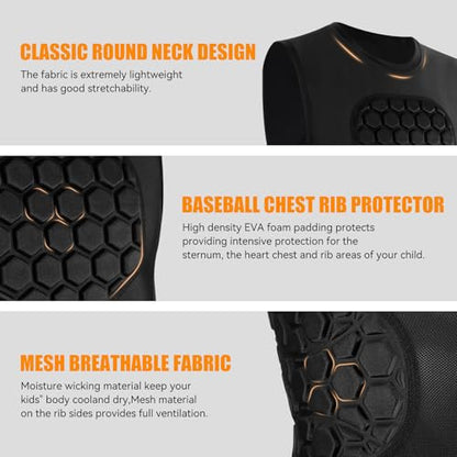 MIKOSI Baseball Chest Protector, Padded Compression Shirt for T Ball