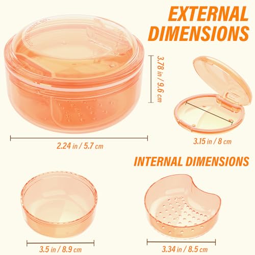 2 in 1 Retainer Cleaning Case for cleaning and storing dentures - color: Orange