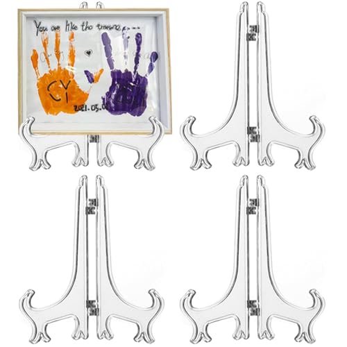 4 Pack 12 Inch Clear Plastic Easels or Stand/Plate Holders to Display Pictures or Other Items at Weddings, Plate Stands for Home Decoration, Birthday, Tables - size: 12 inch