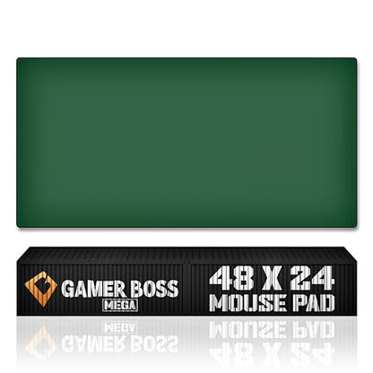 Gamer Boss - Gaming Mouse Pad - 48 x 24 Inches - 4mm Thick with Stitched Edges, Non-Slip Rubber Base, Premium Cloth Mousepad, Desk Mat for Laptop, Keyboard, Computer & PC (Mega, Dark Green) - color: Dark Green, size: 48" x 24"