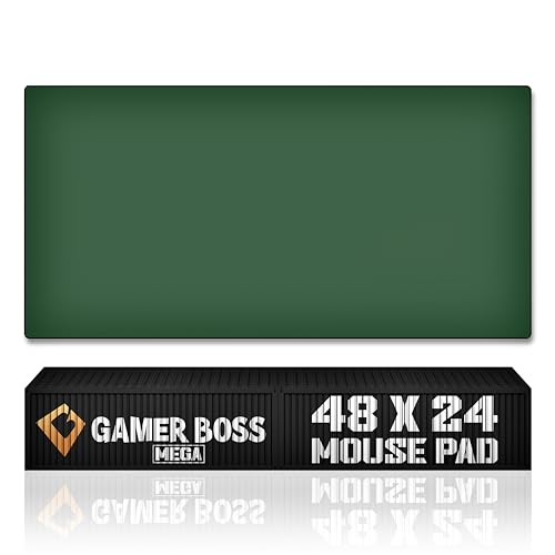 Gamer Boss - Gaming Mouse Pad - 48 x 24 Inches - 4mm Thick with Stitched Edges, Non-Slip Rubber Base, Premium Cloth Mousepad, Desk Mat for Laptop, Keyboard, Computer & PC (Mega, Dark Green) - color: Dark Green, size: 48" x 24"
