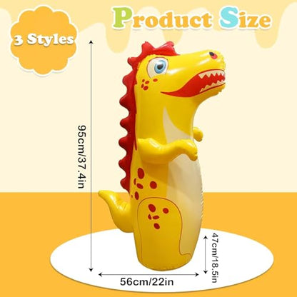 3 Pcs Inflatable Tumbler Dinosaur Punching Bag, Blow up Boxing Dinosaur