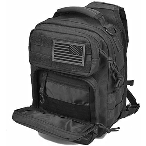 REEBOW GEAR Tactical Sling Bag Single Shoulder Every Day Carry Backpack - color: Style 01 Black
