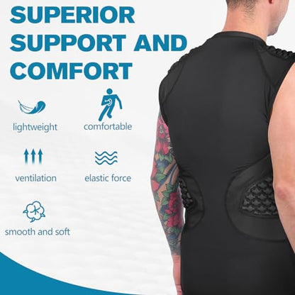 Men's Football Rib Protector Vest Heart Sternum Chest Shoulder Guard Padded Shirt for Aldult Rugby Softball - size: X-Large