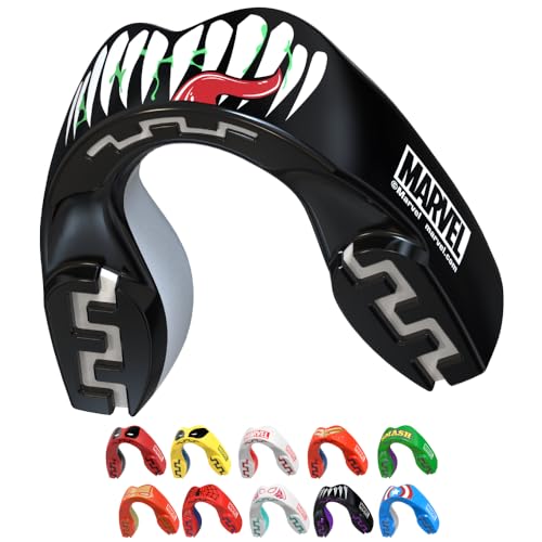 Marvel Venom Sports Mouth Guard, Adult Dual Layer Mouthguard with Case | Adult 12+ Years, Black Premium Mouthpiece, Easy Fit Remoldable, Anti Gag, Football, Lacrosse, Boxing, MMA, Contact Sports - color: Venom, size: Adult (12+ Years)