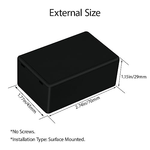 Project Box 10 Pieces ABS Plastic Electrical Project Case Small Junction Box for Electronics Black 2.74 x 1.77 x 1.15 inch (70 x 45 x 29 mm) - size: 2.74" x 1.77" x 1.15"(10pc)