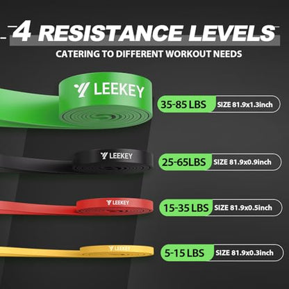 Resistance Bands for Pull Up Assist, Stretch Bands & Exercise Workout Set - color: 5-85LBS COLOR+Grip