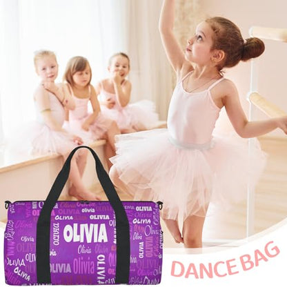 Personalized Teens Dark Purple Sport Duffle Gymnastics Carry On Bag - color: Dark Purple