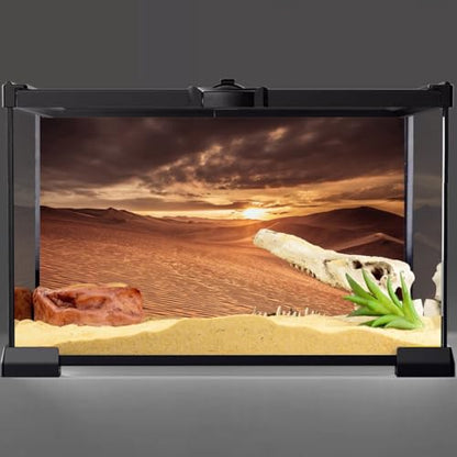 AWERT 48x20 inches Sun and Desert Terrarium Background Blue Sky Orange Sand Reptile Habitat Background Vinyl - size: 48x20in/120x50cm