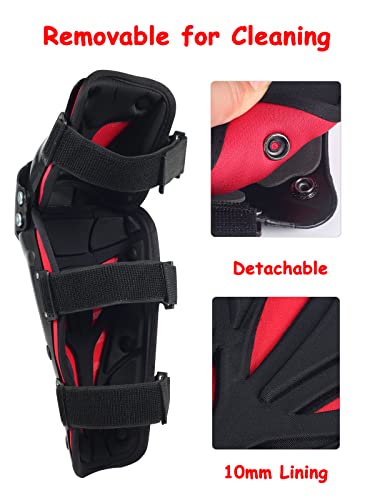 RIDBIKER Motorcycle Knee Shin Guards, Bendable MTB Knee Pads - color: Red, size: Medium