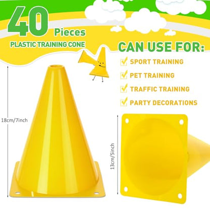 Reginary 40 Pcs Training Cones for Sports, 7 Inch - color: Yellow, Green