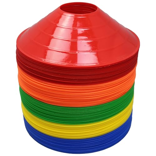 BlueDot Trading Disc Cones Soccer Football Field Marking Coaching Cones with Holder for Training and Agility, Multi-Colored, Multiple Quantity Available - size: 100 Disc Cones