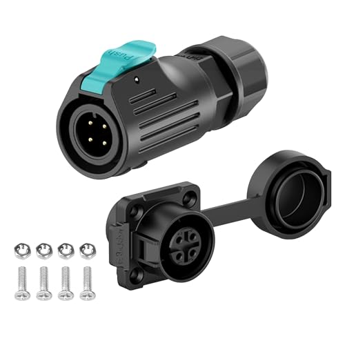 EW-LP12 Industrial Waterproof Connector IP68 Quickly Plugging Aviation Connector PBT Plastic Shell Circular Connector Fast Release Electrical Connector M12 2-8 Pin Flange Socket (4 Pin) - color: Flange Socket/PBT Plastic, size: 4 Pin